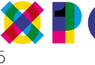 Multicolor logo of the universal exhibition Expo Milan in Italy on a white background