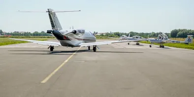 Flota de aviones en el aeropuerto de Varaždin.