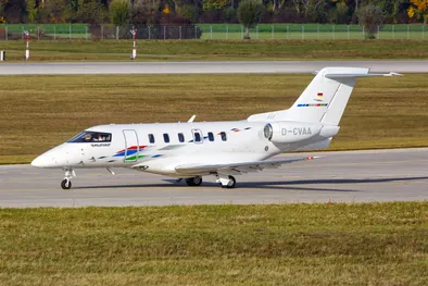 Jet privé, Pilatus P-24 sur le tarmac de l'aéroport de Munich.