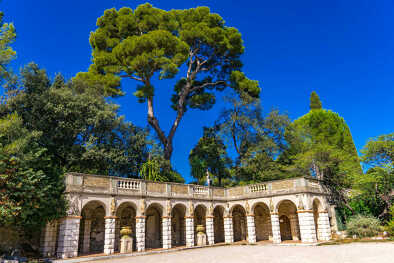 View of the magnificent arcade pavilion on Castle Hill in Nice, France