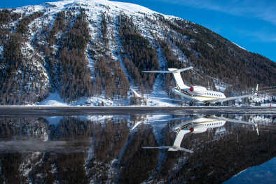 The runway of the Samedan Airport The runway of the Samedan Airport