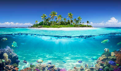 Beautiful sight of the ocean in seychelles Beautiful sight of the ocean in seychelles